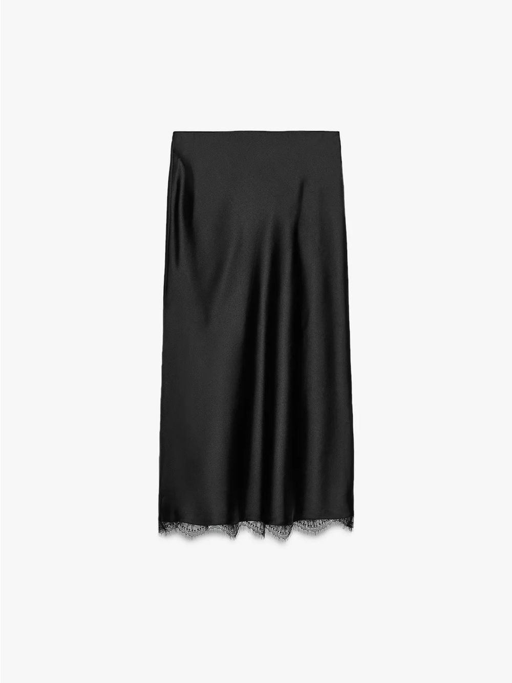 Zara Satin Midi Lace Skirt